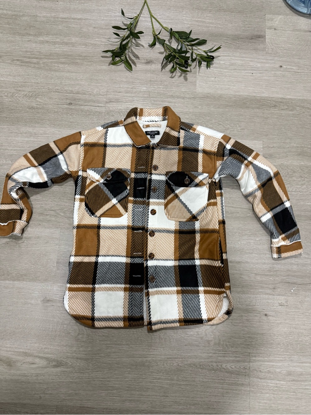 Plaid Teddy Shacket in Brown & White - Women’s Cozy Jacket